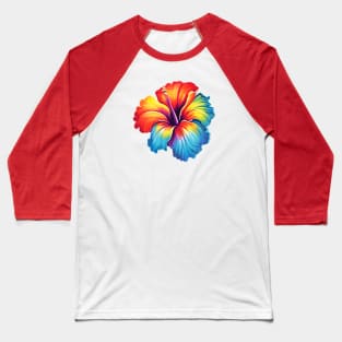 Rainbow Hibiscus Flower Baseball T-Shirt